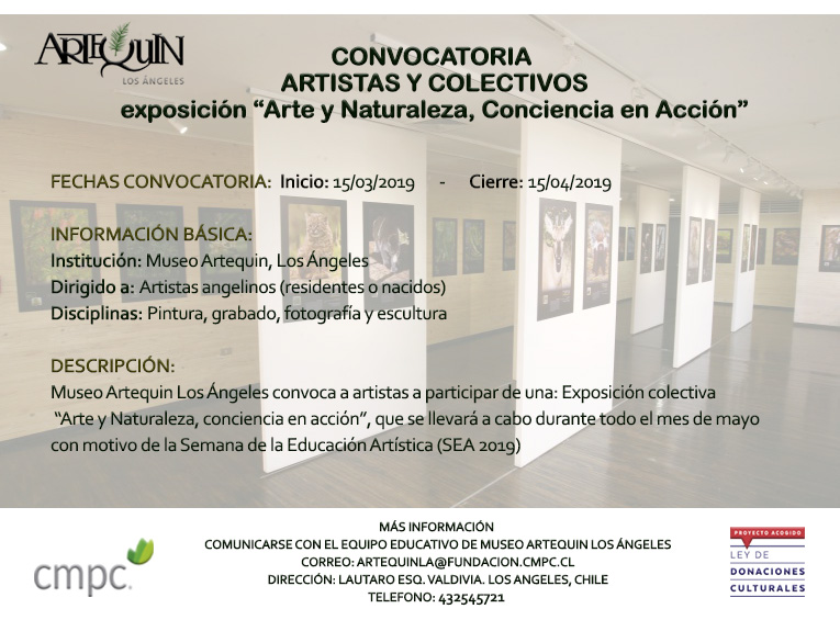 CONVOCATORIA A ARTISTAS Y COLECTIVOS PARA EXPOSICIÓN “ARTE Y NATURALEZA, CONCIENCIA EN ACCIÓN”