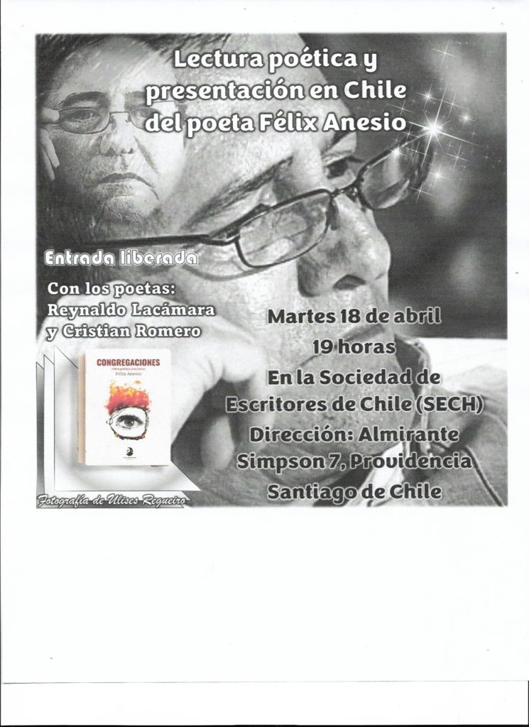 Lectura Poética y presentación en Chile del poeta Félix Anesio
